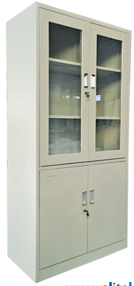 Steel Cupboard with Glass & Steel Doors