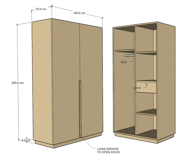 CF 2 Door Wardrobe, Custom Made