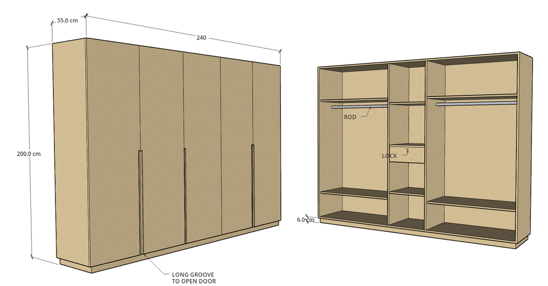 CF 5 Door Wardrobe, Custom Made