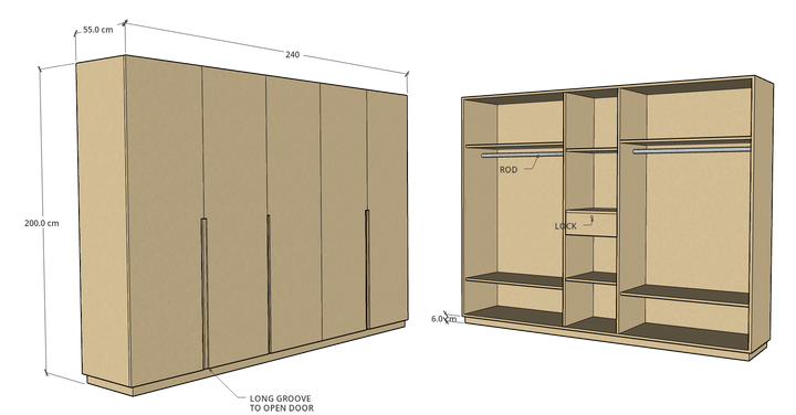 CF 5 Door Wardrobe, Custom Made