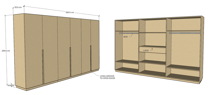CF 6 Door Wardrobe, Custom Made