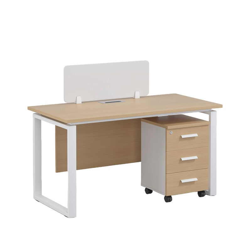 WS-1P-OAK Single Person Workstation with Pedestal Drawers, Ready Made
