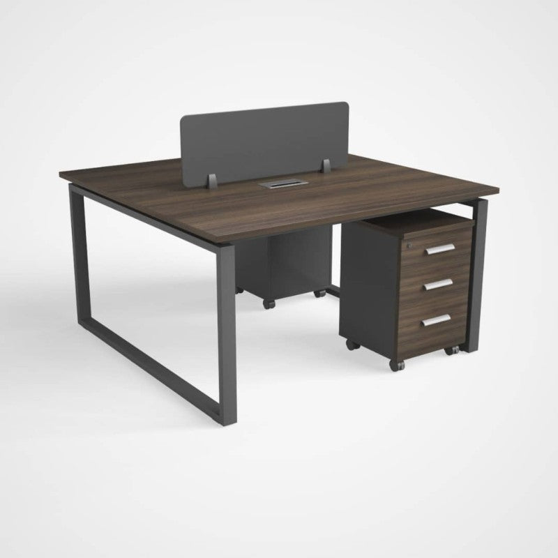 WS-2P-BG-127 Face-to-Face 2 Person Workstation with Pedestal Drawers, Ready Made