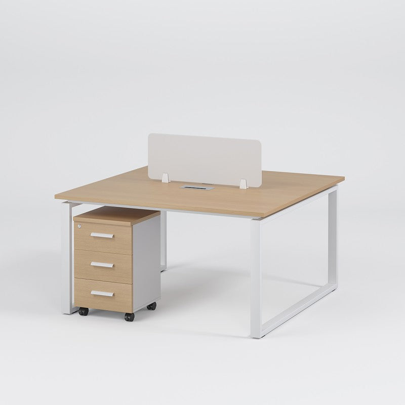 WS-2P-OAK Face-to-Face 2 Person Workstation with Pedestal Drawers, Ready Made