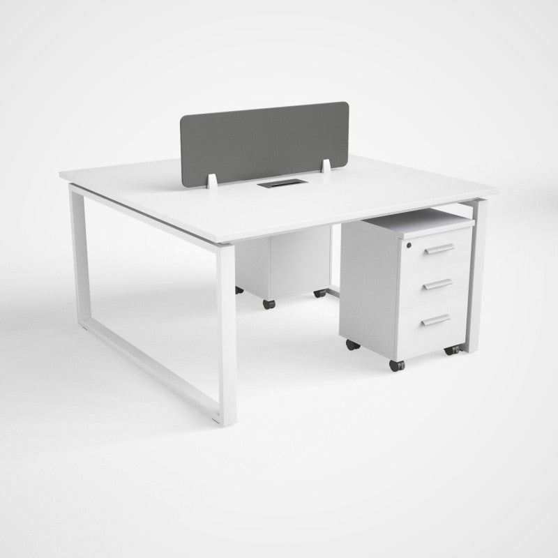 WS-2P-WT Face-to-Face 2 Person Workstation with Pedestal Drawers – White, Ready Made