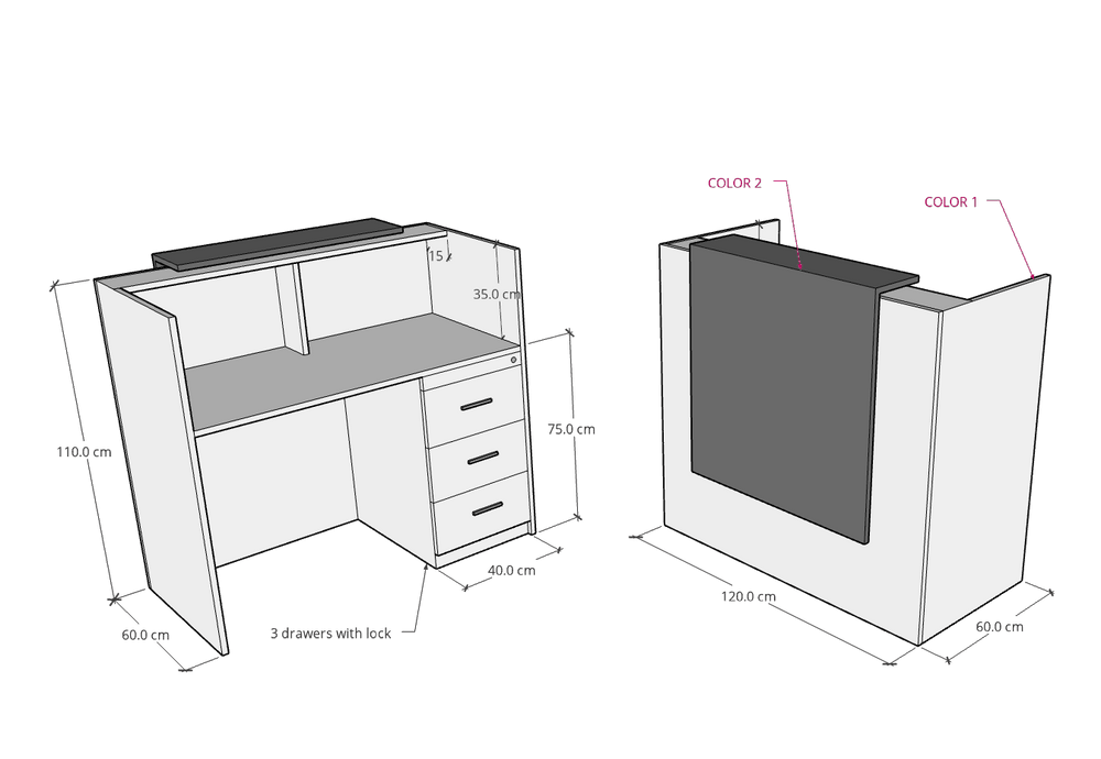 Ace Reception Counter for 1 persons, Custom - Classic Furniture Dubai UAE