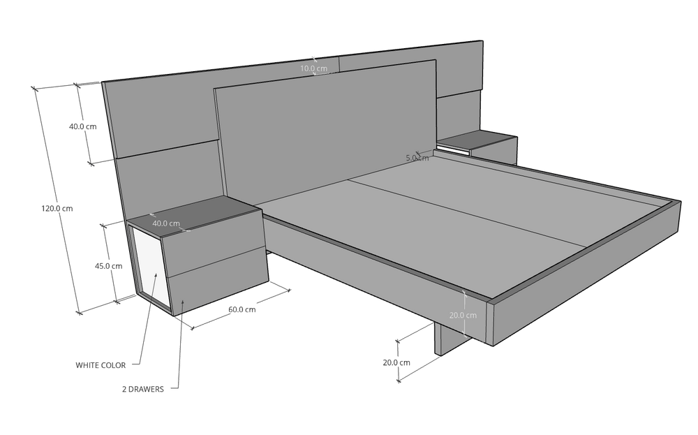 Balmy Bed With 2 Side Tables - Classic Furniture Dubai UAE