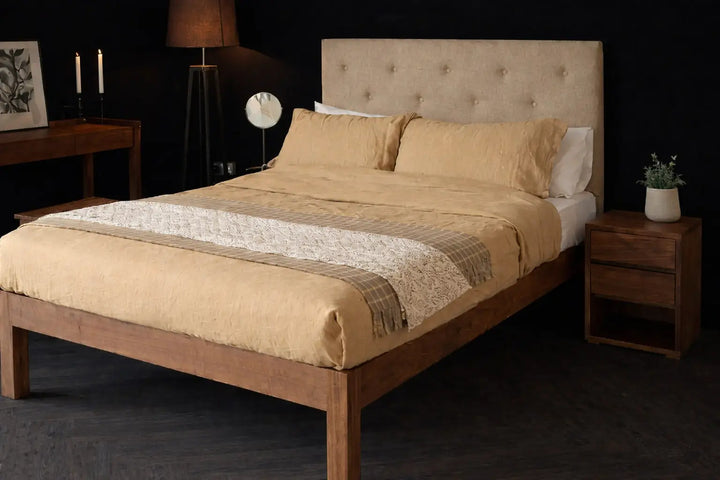 Skye Bed with Tall Button Upholstered Headboard