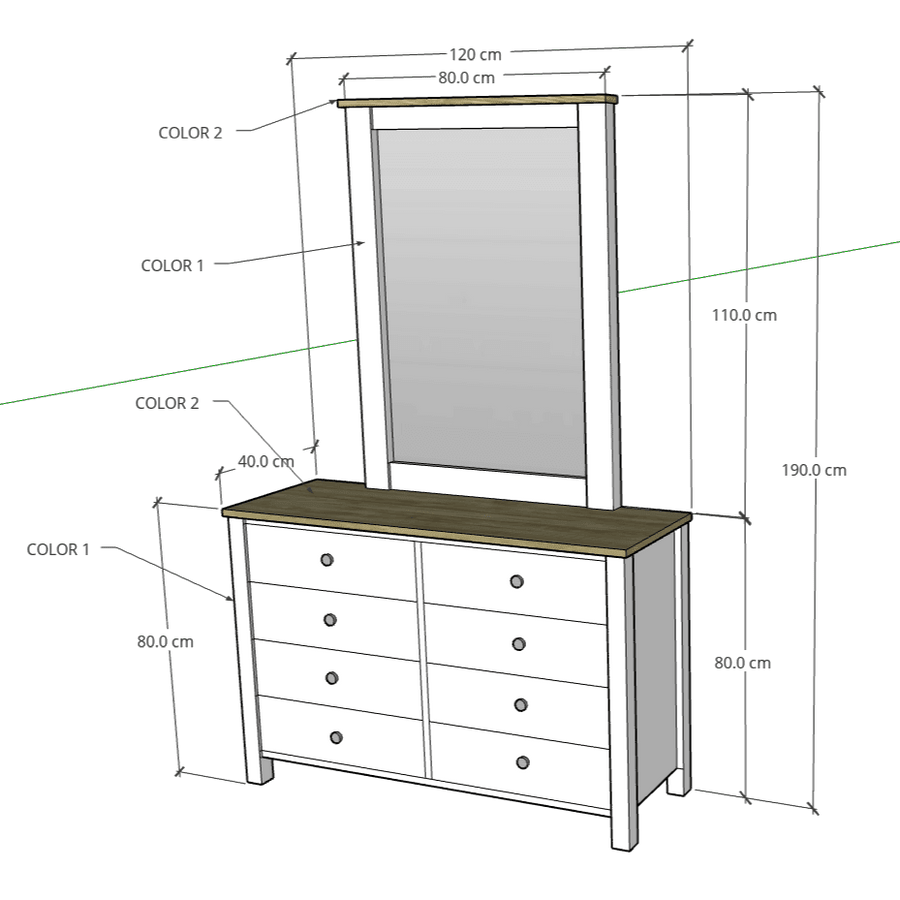 Dresser with Mirror, CD09 - Classic Furniture Dubai UAE