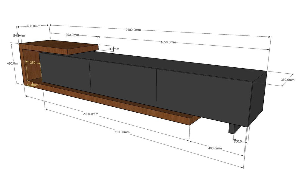 Dwell Extendable TV Unit, 215 - 275 cms - Classic Furniture Dubai UAE