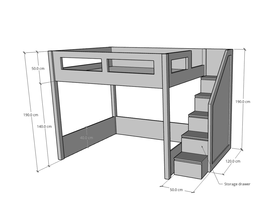 Elega Loft Bed fits Queen 150 x 200 cms Mattress Classic Furniture