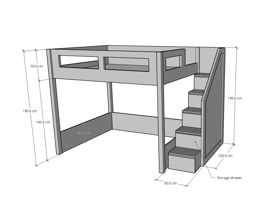 Elega Loft Bed, fits Queen 150 x 200 cms Mattress - Classic Furniture Dubai UAE