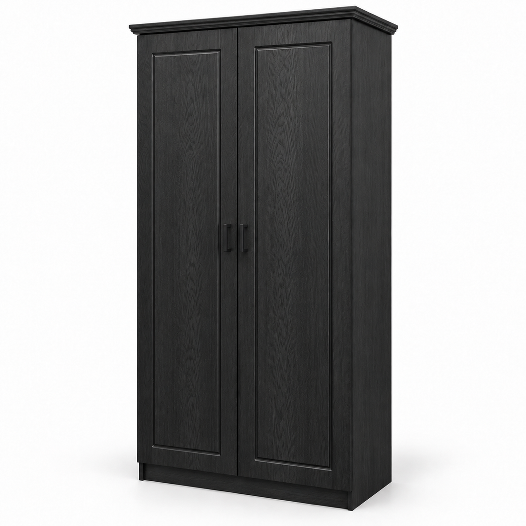 Wardrobe Two Door Veneer - Veneer Black Ash matte