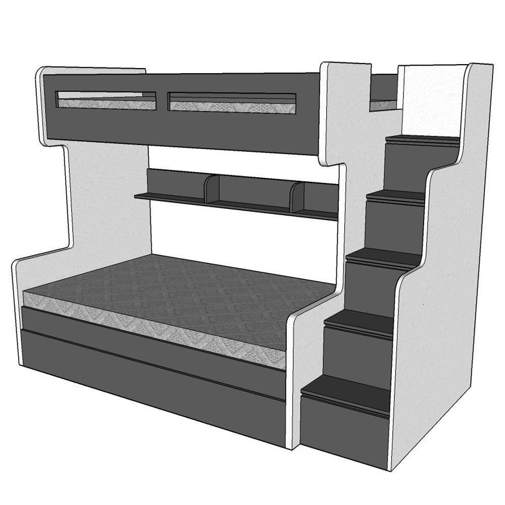 Future Bunk Bed, Single over Twin/Queen Bed with pullout drawer - Classic Furniture Dubai UAE