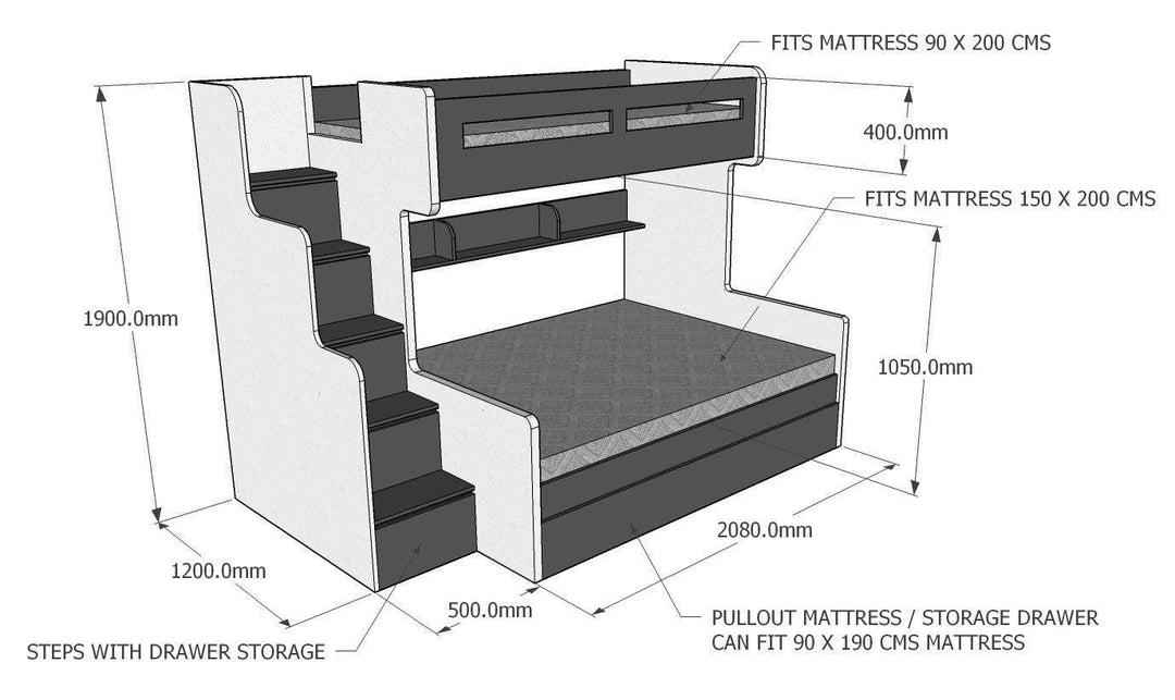 Queen Bunk Bed Dimensions Standard Dorel Single Over Double Bunk Bed