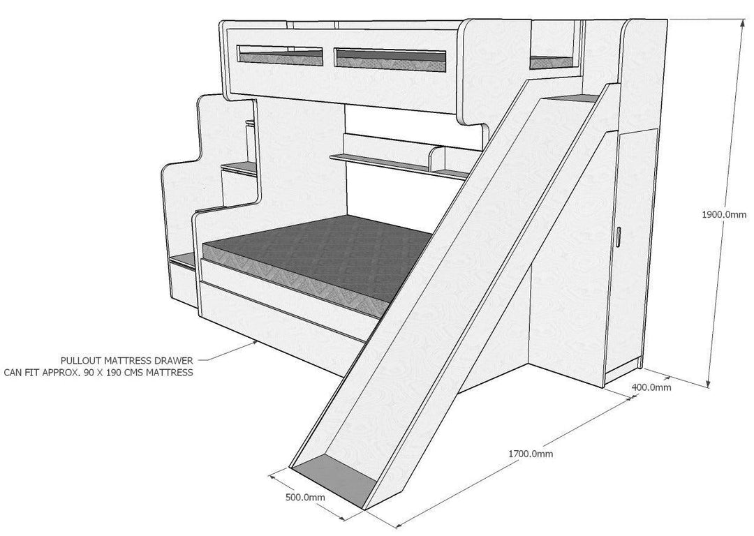 Future Bunk Bed with Slide Cabinet - Classic Furniture Dubai UAE