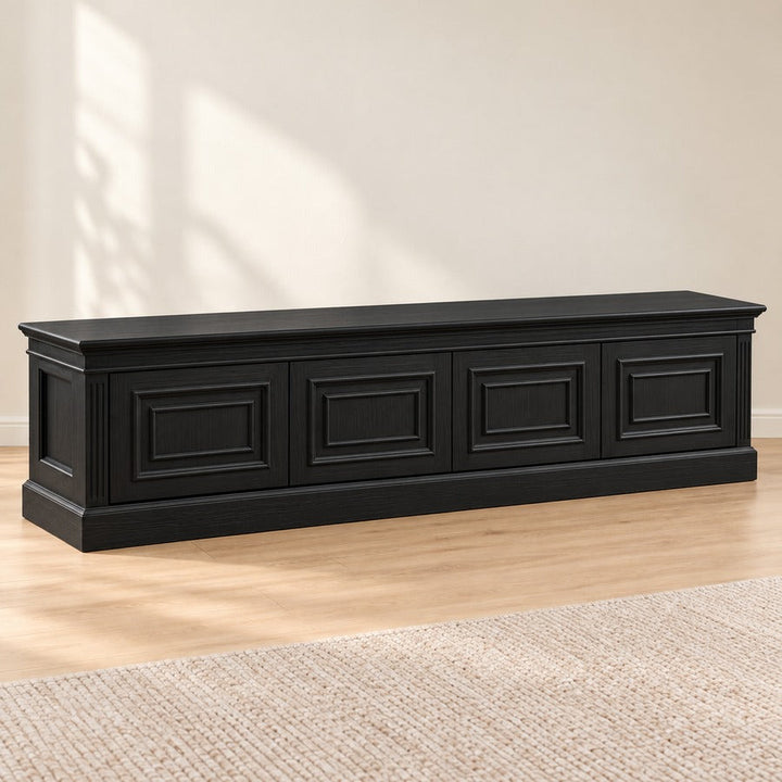 Heritage TV Entertainment Unit 220 cm - Black Ash Matte, clean non-distressed finish