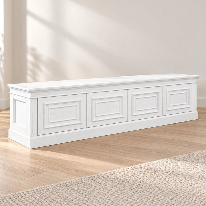 Heritage TV Entertainment Unit 220 cm - White Ash Matte, clean non-distressed finish