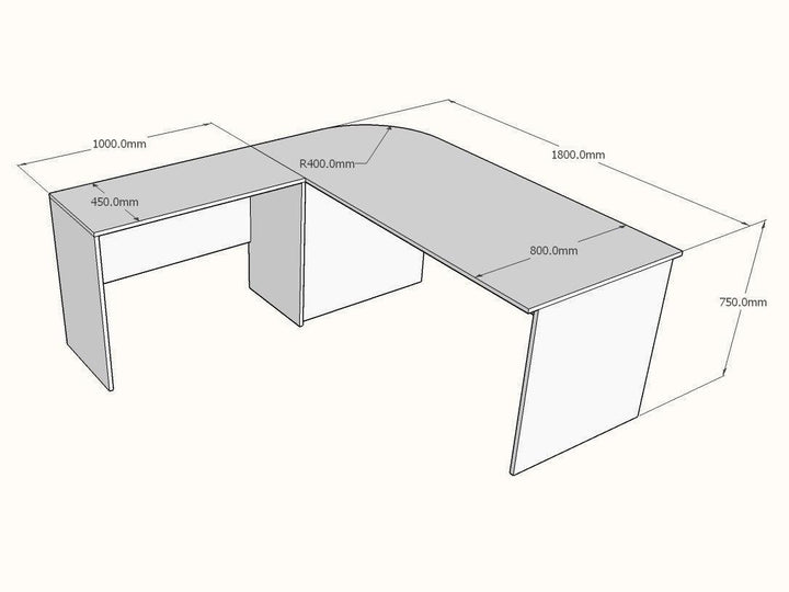 L shaped Executive Desk with Mobile Pedestal, Custom made - Classic Furniture Dubai UAE