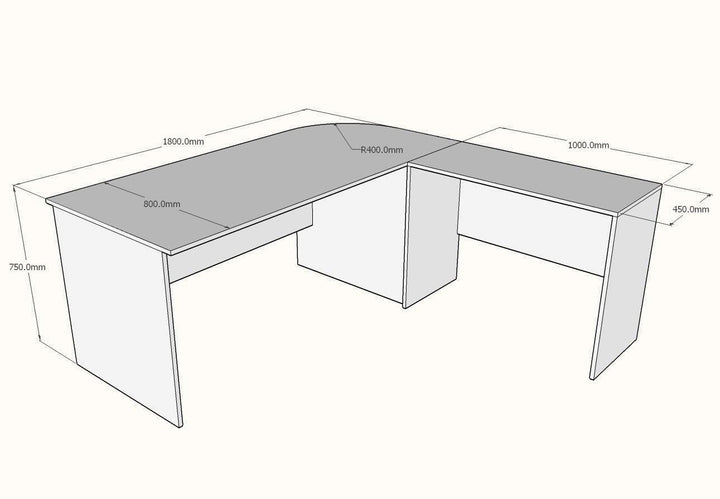 L shaped Executive Desk with Mobile Pedestal, Custom made - Classic Furniture Dubai UAE