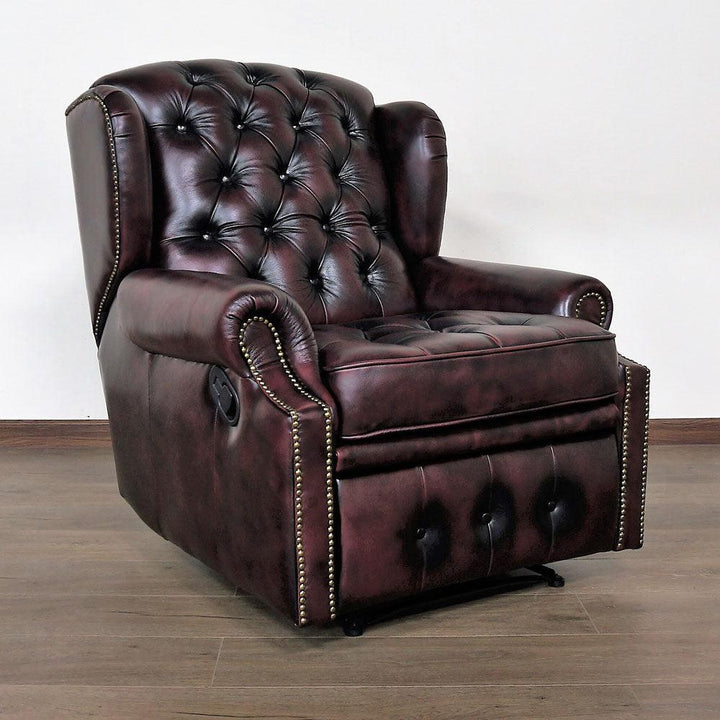 Minnesota Chesterfield Recliner, with genuine leather - Classic Furniture Dubai UAE