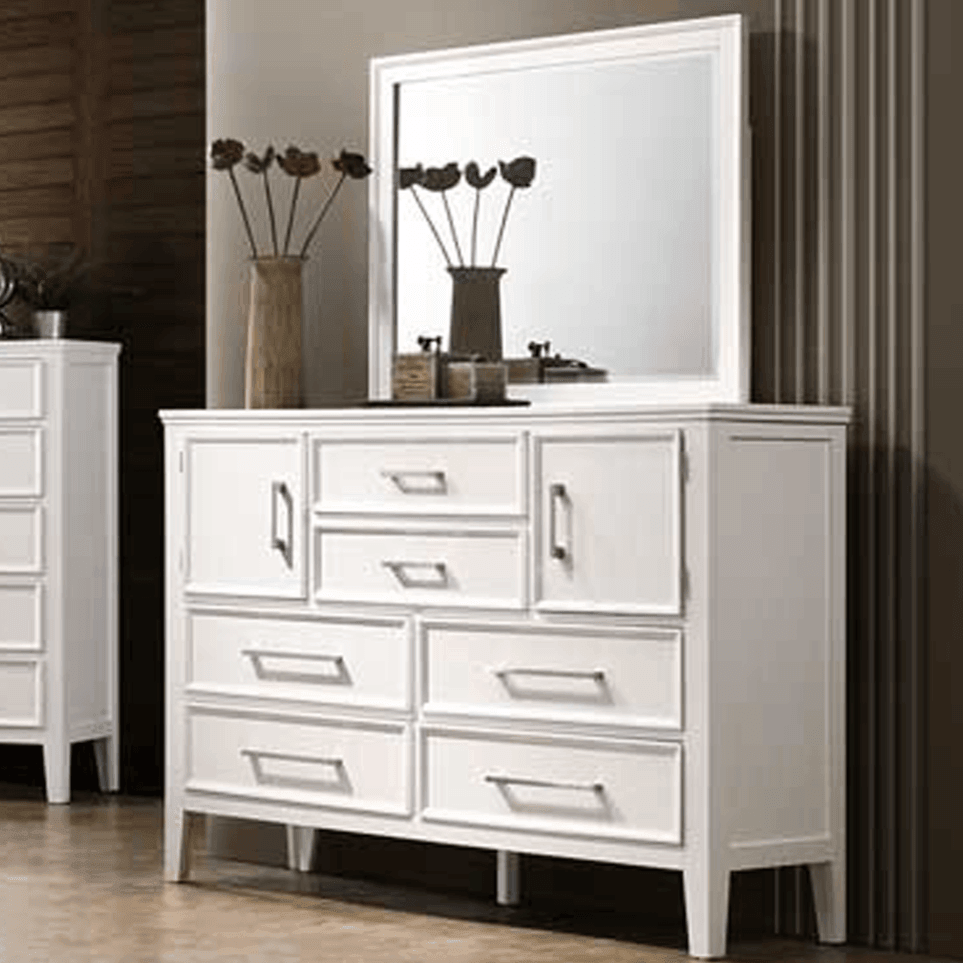 Neo Classic, Bed with 2 side tables, dresser, mirror & chest of drawers - Classic Furniture Dubai UAE