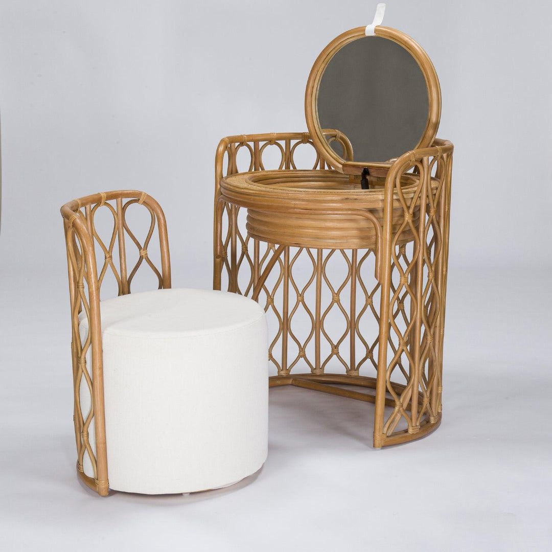 Rattan Vanity Dresser Stool Set - Classic Furniture Dubai UAE