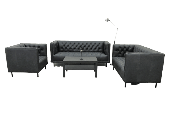 Chesterfield leather sofa discount set