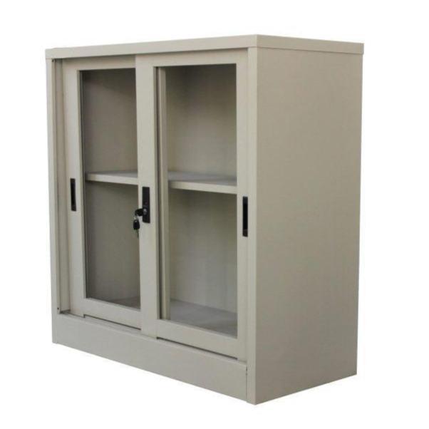 Steel Sliding Glass Door Cupboard, with 1 shelf, low height, high quality - Classic Furniture Dubai UAE