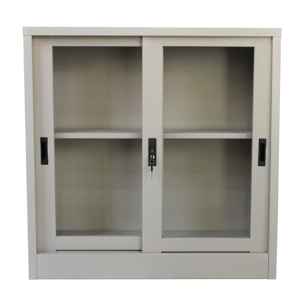 Steel Sliding Glass Door Cupboard, with 1 shelf, low height, high quality - Classic Furniture Dubai UAE