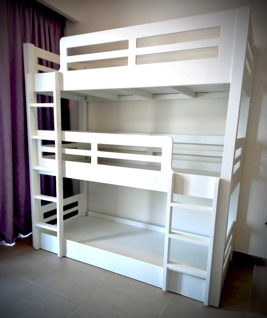 TRIPLE BUNK BED WHITE CUSTOM MADE IN DUBAI UAE