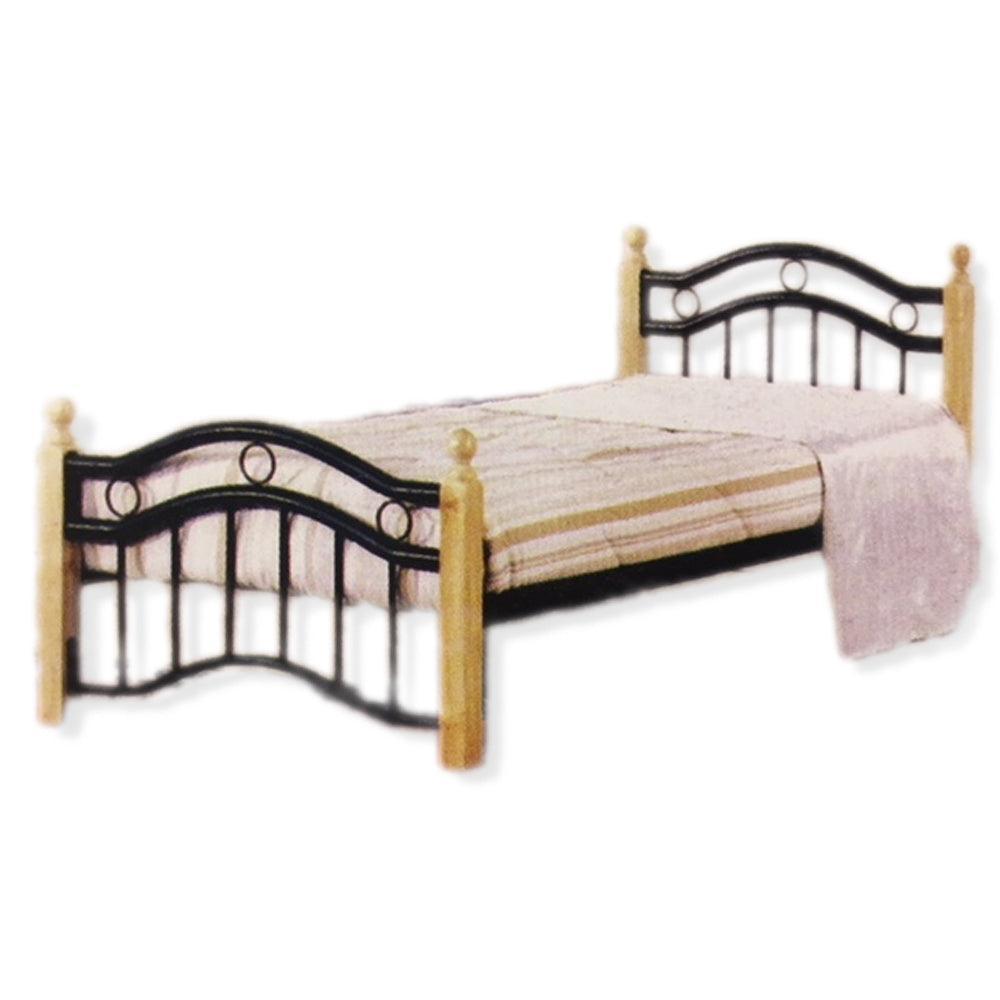 Wood & Steel Bed, 90x190 / 120x190 cms - Classic Furniture Dubai UAE