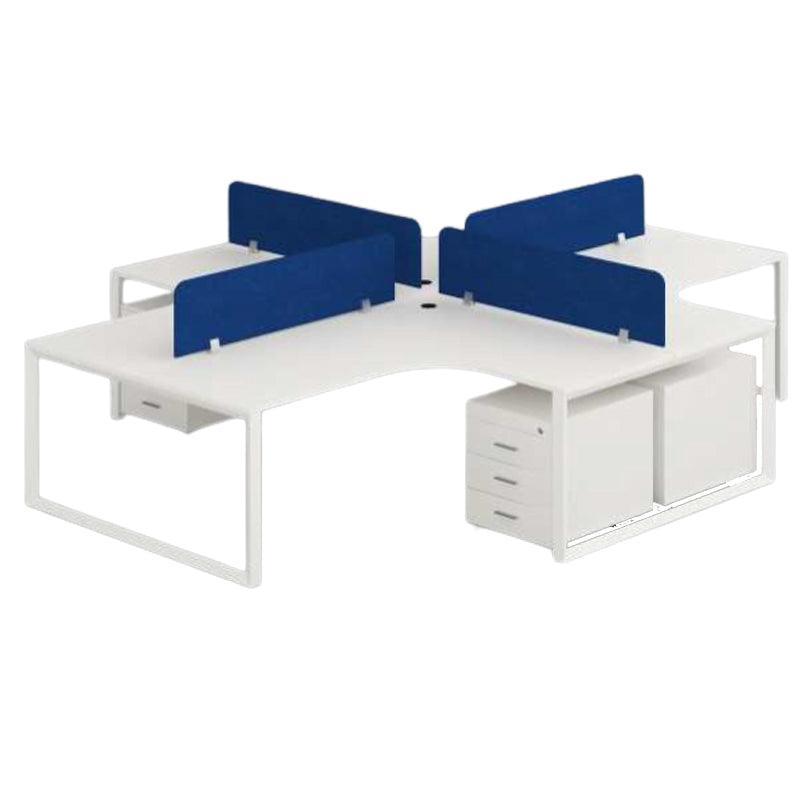 Workstation for 4 persons, Model: PYRAMID-4c, L Shaped - Classic Furniture Dubai UAE