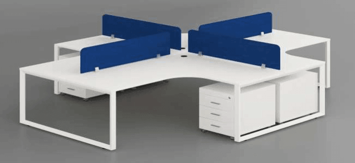 Workstation for 4 persons, Model: PYRAMID-4c, L Shaped - Classic Furniture Dubai UAE